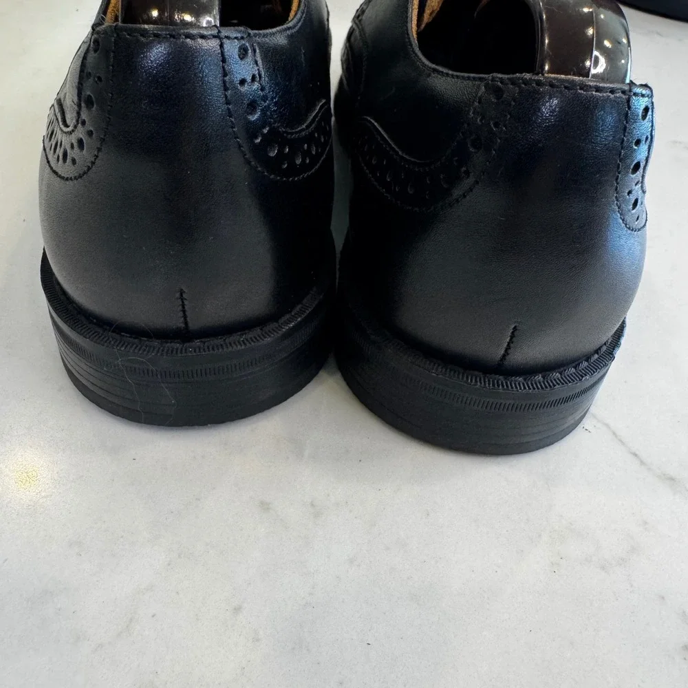 Florsheim Men 9.5 M Black Santucci Leather Wingtip Oxford Dress Shoes Classic‎